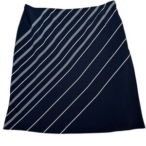 Martinique Skirt Black with White Diagonal Stripes A-Line Size 18 Vintage